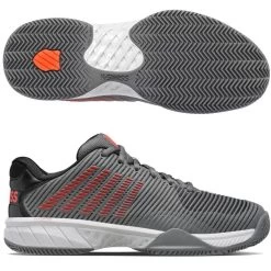 Tennis Tactics 41 K-Swiss Hypercourt Express 2 Men CLAY COURT, Gray/Blk/Red
