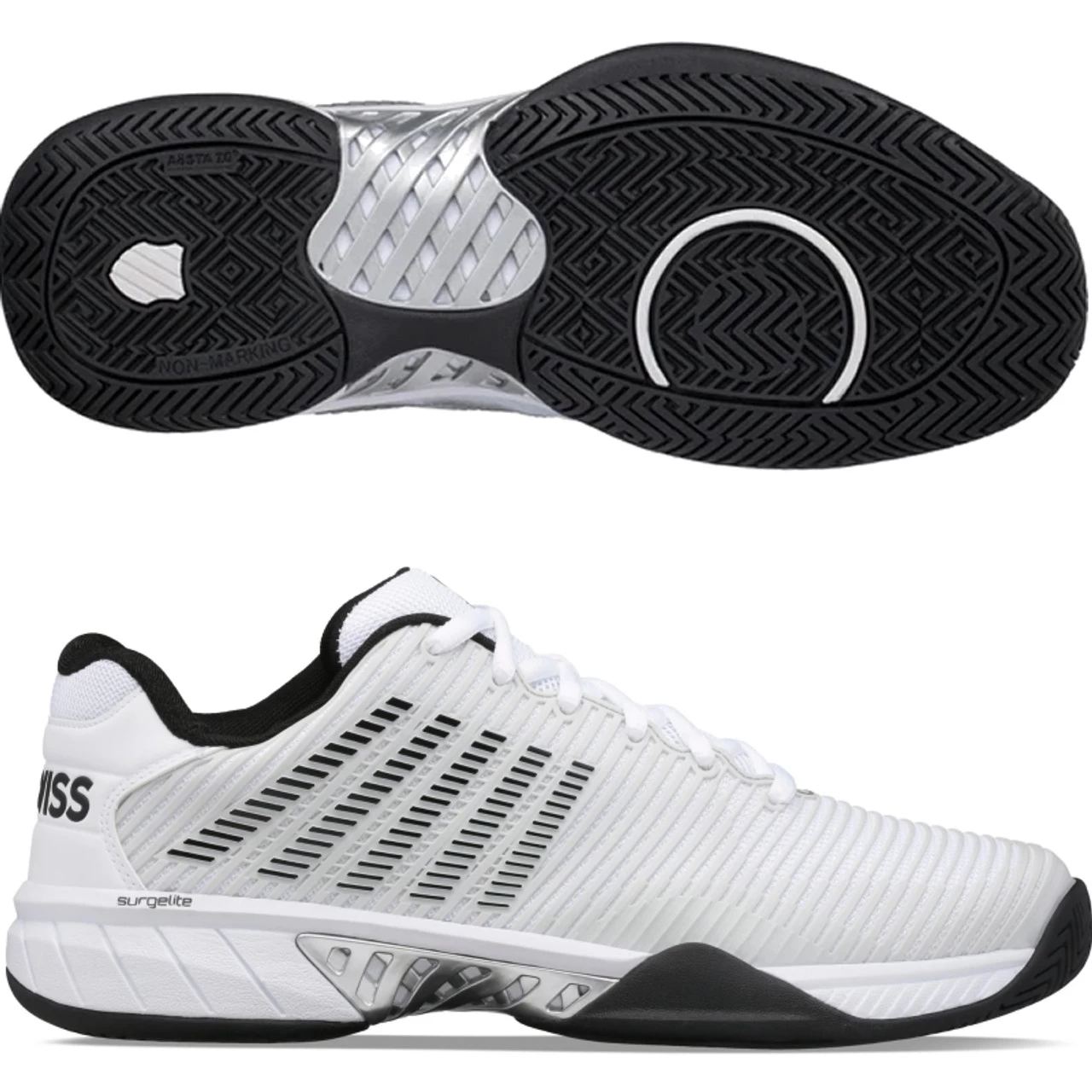 K-Swiss Hypercourt Express 2 Men, Gray/Blk/White 2E WIDE (Extra Width) 1 K-Swiss Hypercourt Express 2 Men, Gray/Blk/White 2E WIDE (Extra Width)