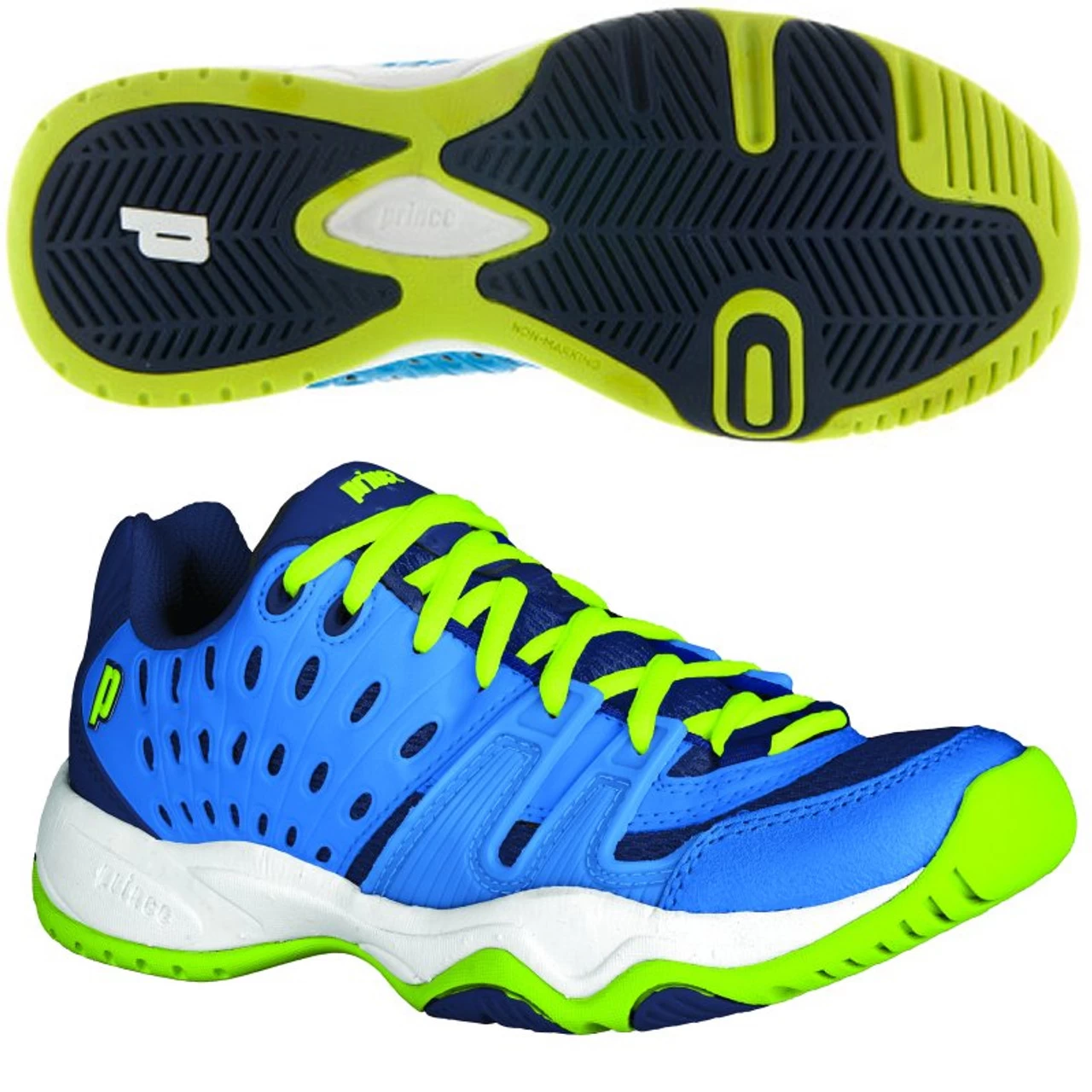 Prince T22 Junior Court Shoe, Cool Blue/Lime 1 Prince T22 Junior Court Shoe, Cool Blue/Lime